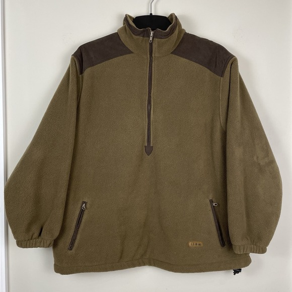 L.L. Bean Jackets & Blazers - LL Bean Fleece Pullover Womens Large Brown Half Zip Lined Made in USA 1354764